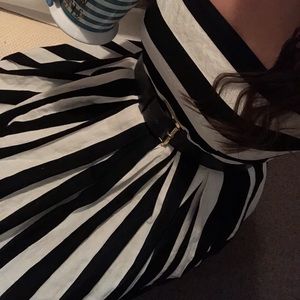Black and white striped A-line dress!